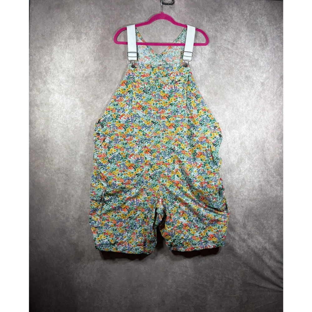 Duluth Trading Co Overalls Women 3X Multi Heirloom Gardening Shortalls Floral